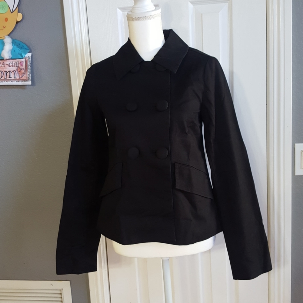 H&M double breast coat size 4 Black 2 front pocket